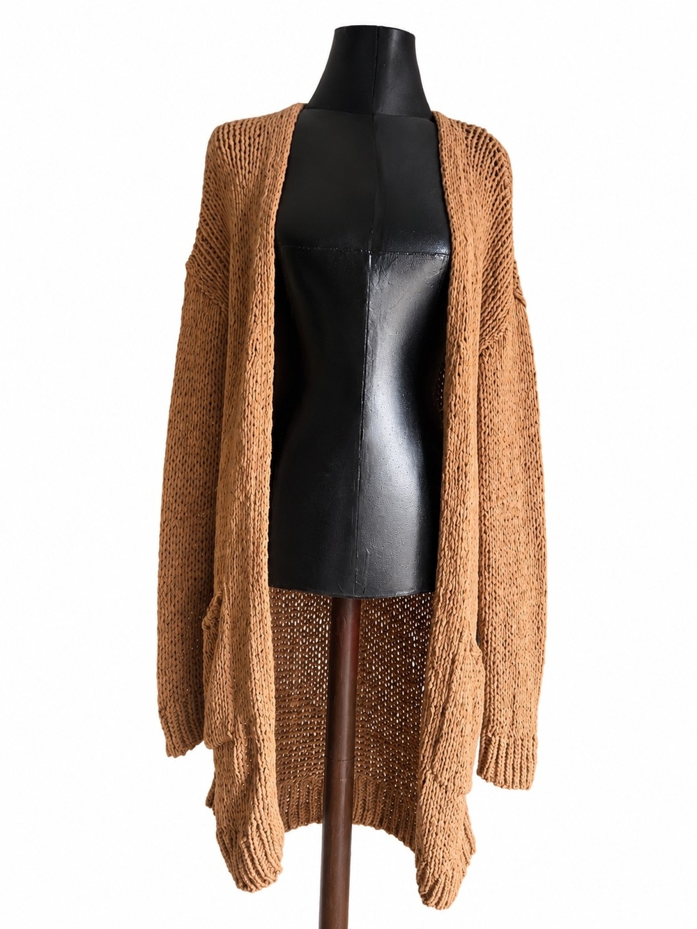 Free People Open-Front Knit Cardigan - Camel Brown